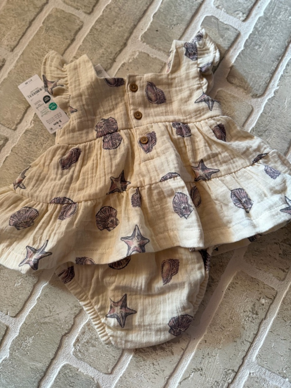 Carter's Cream Seashell & Starfish Ruffle Romper - Picture 5 of 5